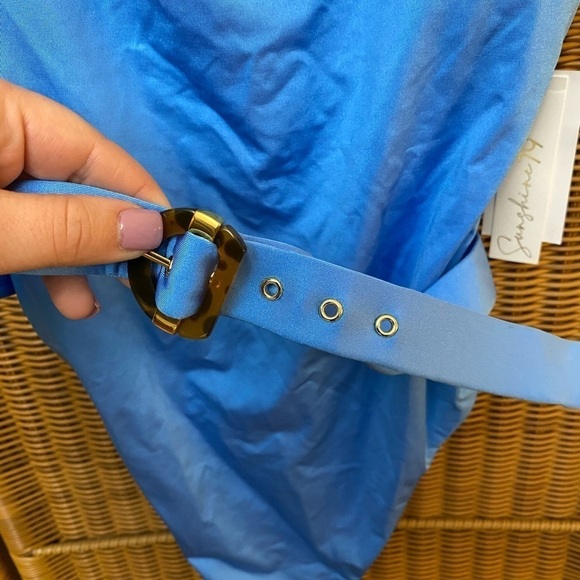 SUNSHINE 79 NWT sky blue belted one piece swimsuit retro 70s style size 4 summer - Picture 6 of 14